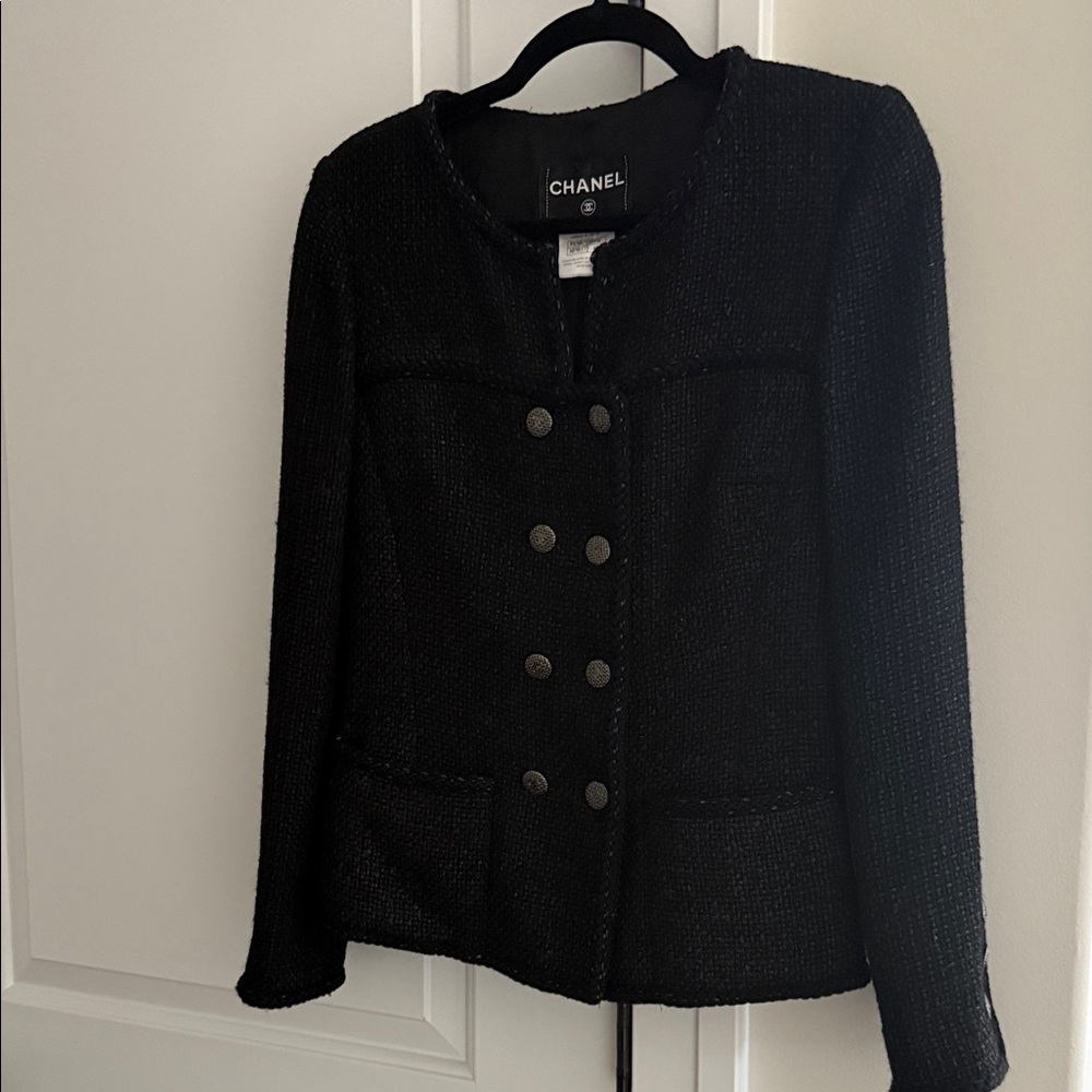 CHANEL Black Tweed Jacket Size 42